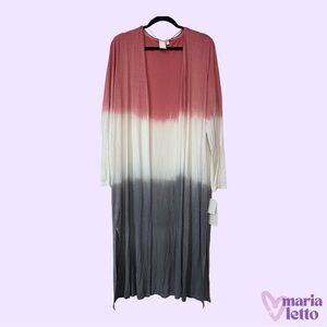 Dipdye Long Cardigan, NWT, Pink White Gray, L